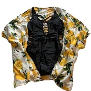 Lemon Print Size S-M Beach Coverup